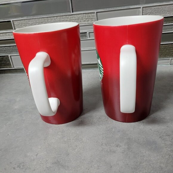 Two Starbucks 2015 Red Mermaid Siren Coffee Mugs 16 oz - Picture 4 of 8